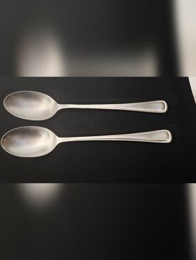 Set of 2 Classic Stainless Serving Spoons - Silver